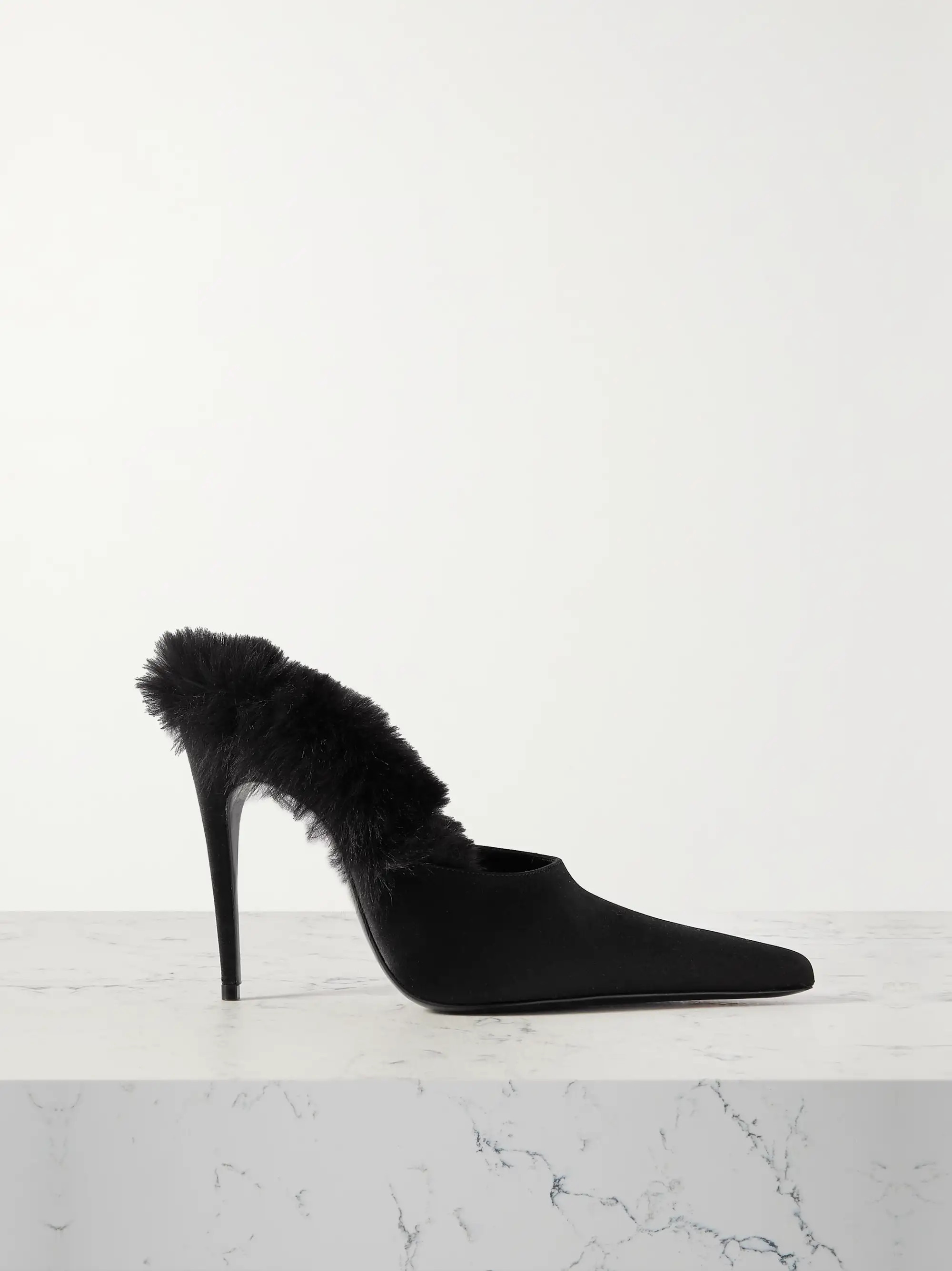Faux fur-lined satin mules | NET-A-PORTER (US)