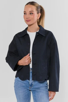Eyelet Detail Scalloped Hem Jacket | Avara