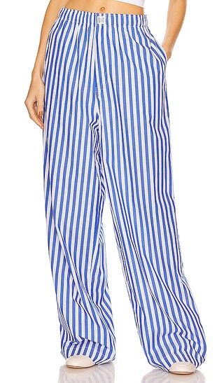 Cotton Poplin Stripe Pajama Pant in Bright Blue Stripe | Revolve Clothing (Global)