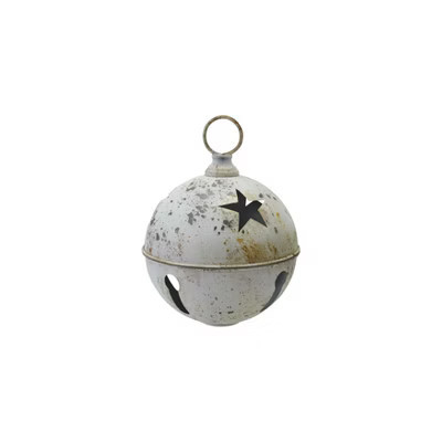 Storied Home Metal Bell Ornament with Star Cut-Outs in Distressed Finish, White | Target