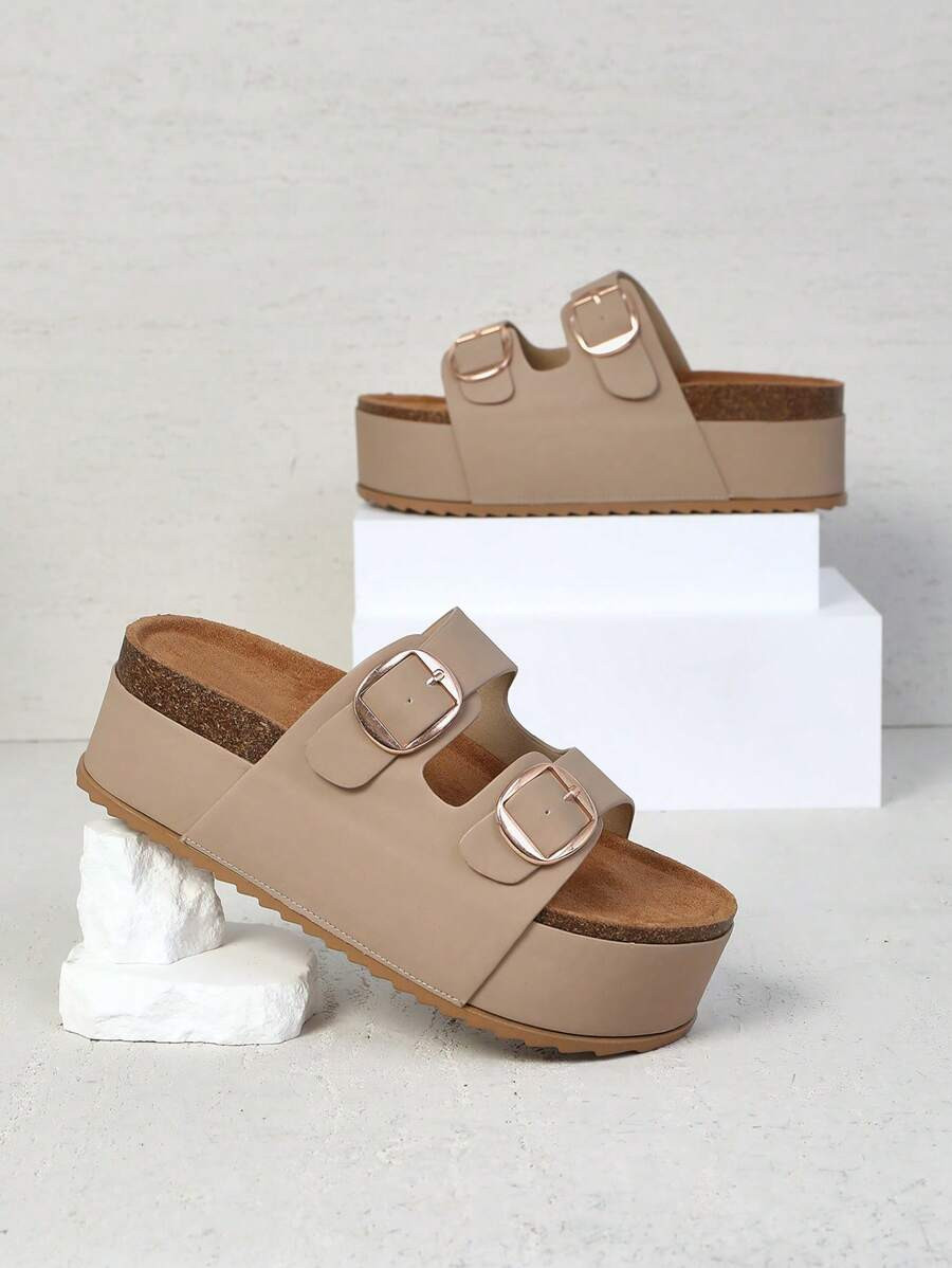 SHUZIA Women's New Wedge Platform Slip-On Sandals, Comfort Minimalist Birkenstocks Style Casual B... | SHEIN