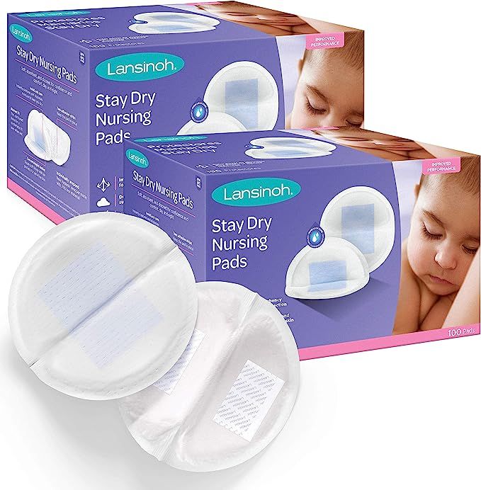 Lansinoh Stay Dry Disposable Nursing Pads, 200 Count (2 Packs of 100), Superior Absorbency, Ultra... | Amazon (US)