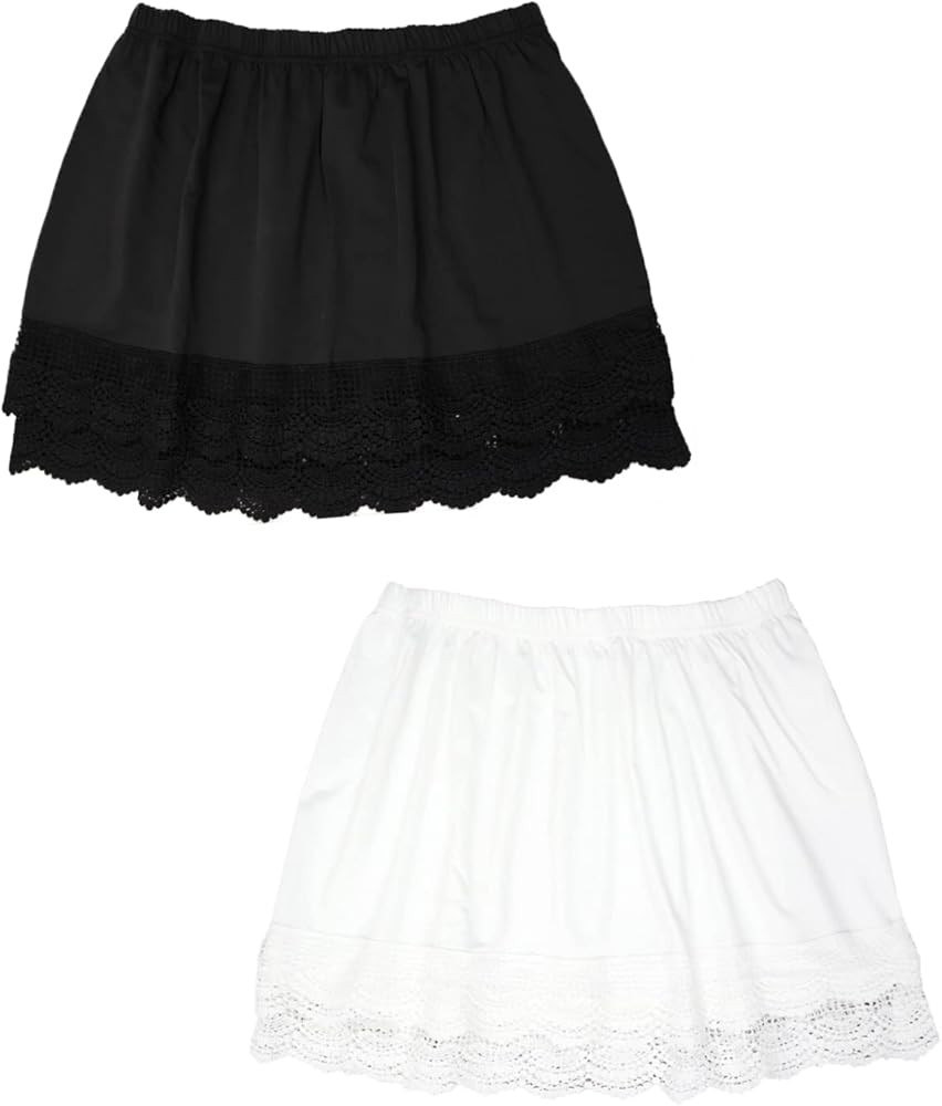 Lace Shirt Extender for Women Plus Size Underskirt Elastic Waist Half Slip Mini Skirts | Amazon (US)