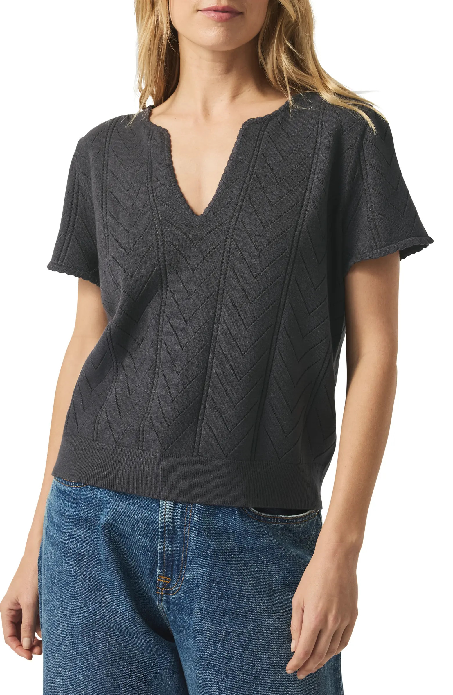 Sabrina Pointelle Short Sleeve Sweater | Nordstrom
