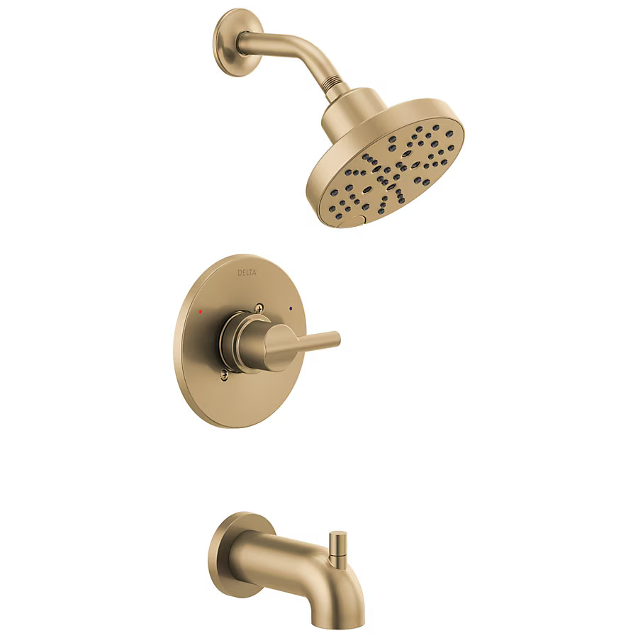 Delta Nicoli Champagne Bronze 1-handle Multi-function 6-Inches Round Bathtub and shower Faucet wi... | Lowe's