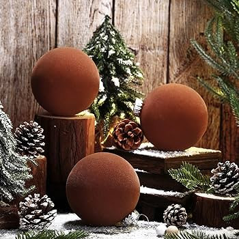 6 Pcs Large Velvet Christmas Ball Ornaments 3.9'' Vintage Neutral Christmas Ornaments Hanging Flo... | Amazon (US)
