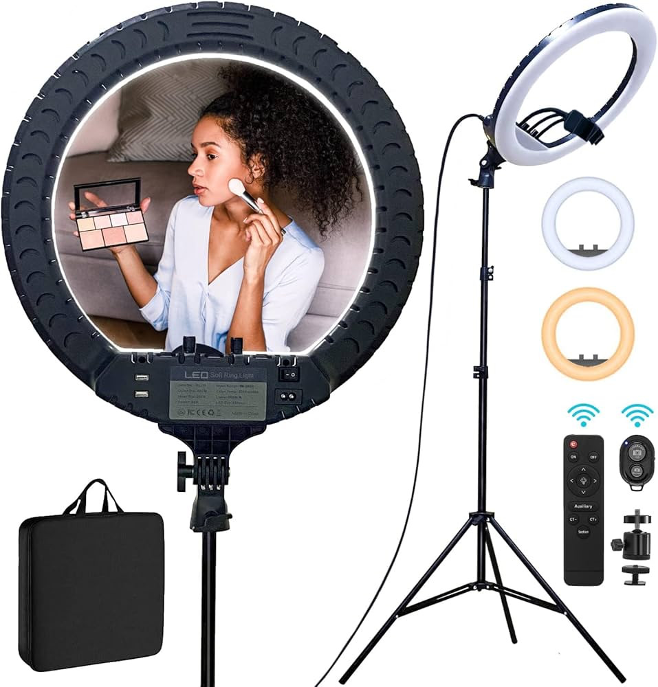 Ring Light - 18 inch 60 W Dimmable LED Ring Light Kit with Stand - Adjustable 3000-6000 K Color T... | Amazon (US)