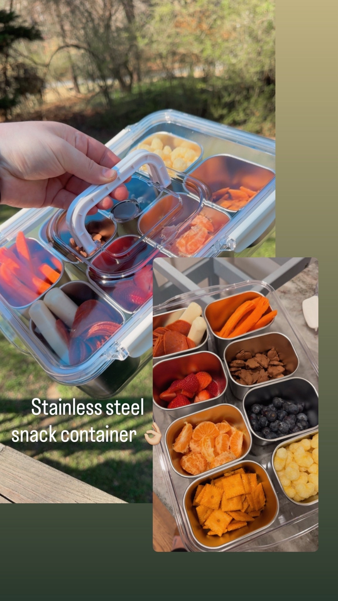 Perfect stainless steel snackle box👏🏻
This will be perfect for picnics, sports games and vacation! Love that the snack containers have individual lids and that they’re stainless steel and not plastic which means they will also stay colder longer! 

#LTKActive #LTKHome #LTKmomlife