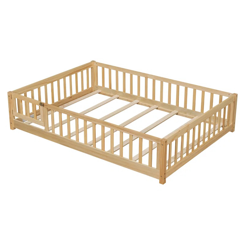Finka Kids Floor Platforms Bed With Fence and Door by Harriet Bee | Wayfair North America