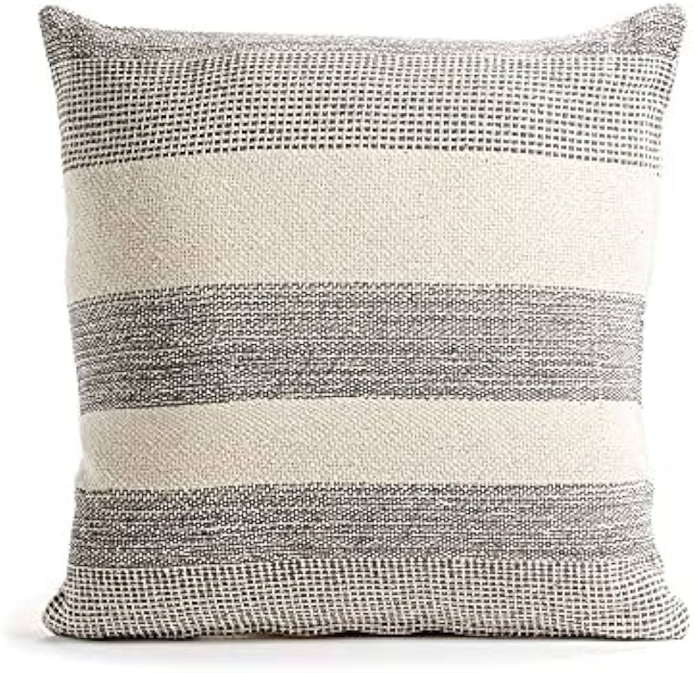 Gift Craft Neutral Decorative Throw Pillow - Long Couch Cushion with Simple Stripe Detailing - In... | Amazon (US)