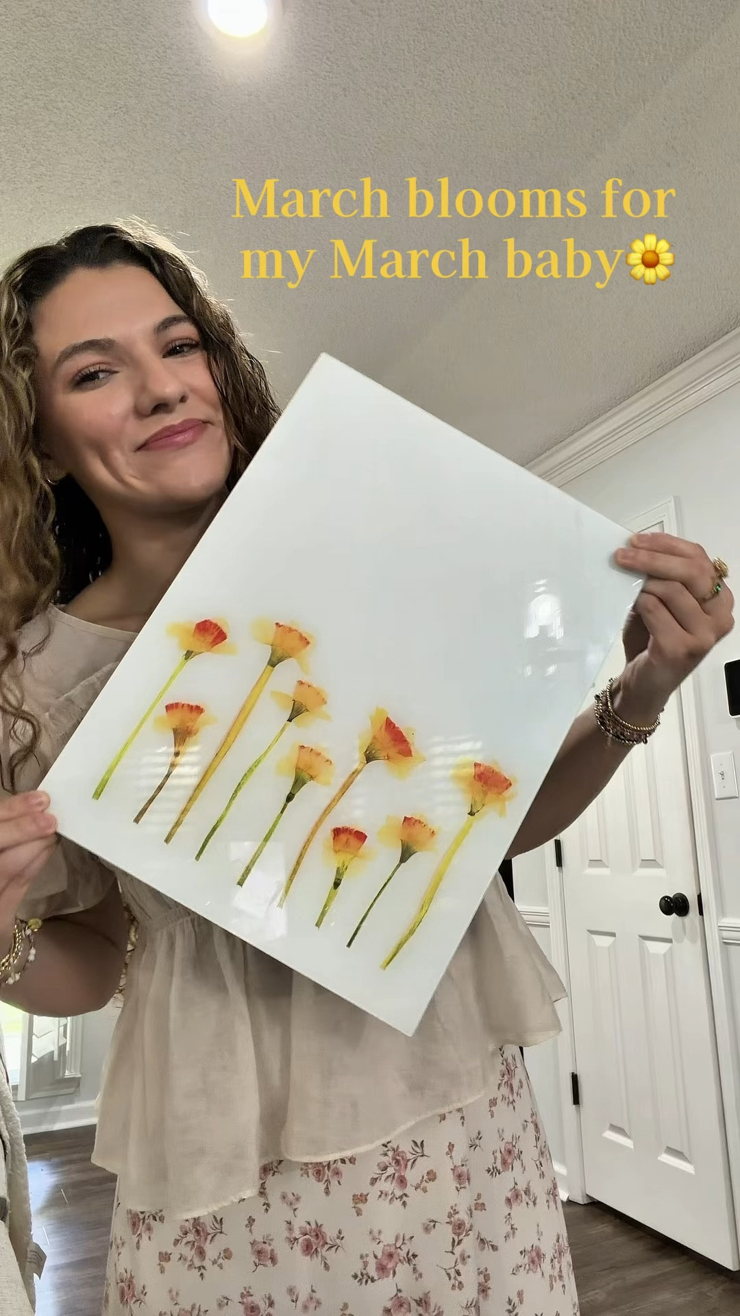March blooms for my March baby 🌼 

I just wanted something sweet for her nursery… didn’t expect it to be this meaningful ￼

Printed directly on glass and I’m obsessed with how it turned out  #fracture ￼

#LTKHome #LTKBaby #LTKmomlife