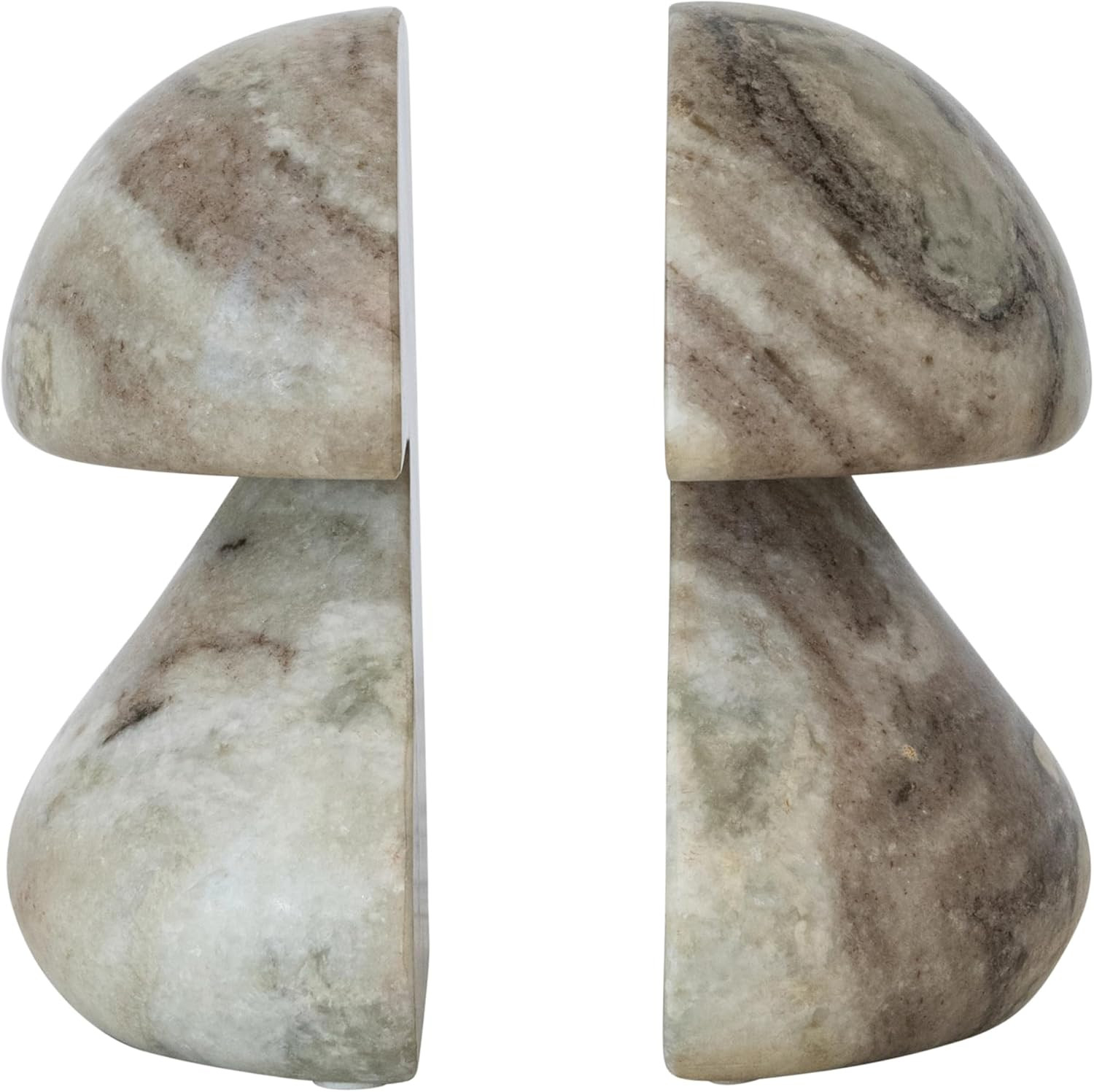 Creative Co-Op 2-Piece Marble Mushroom Shaped Bookends, Mint Chocolate Mélange | Amazon (US)