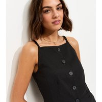 Women's Black Linen Rich Thin Strap Waistcoat New Look | New Look (UK)