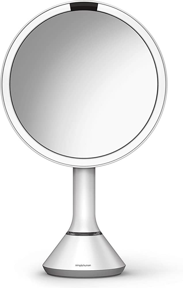 simplehuman 8" Round Sensor Makeup Mirror with Touch-Control Dual Light Settings, 5X Magnificatio... | Amazon (US)