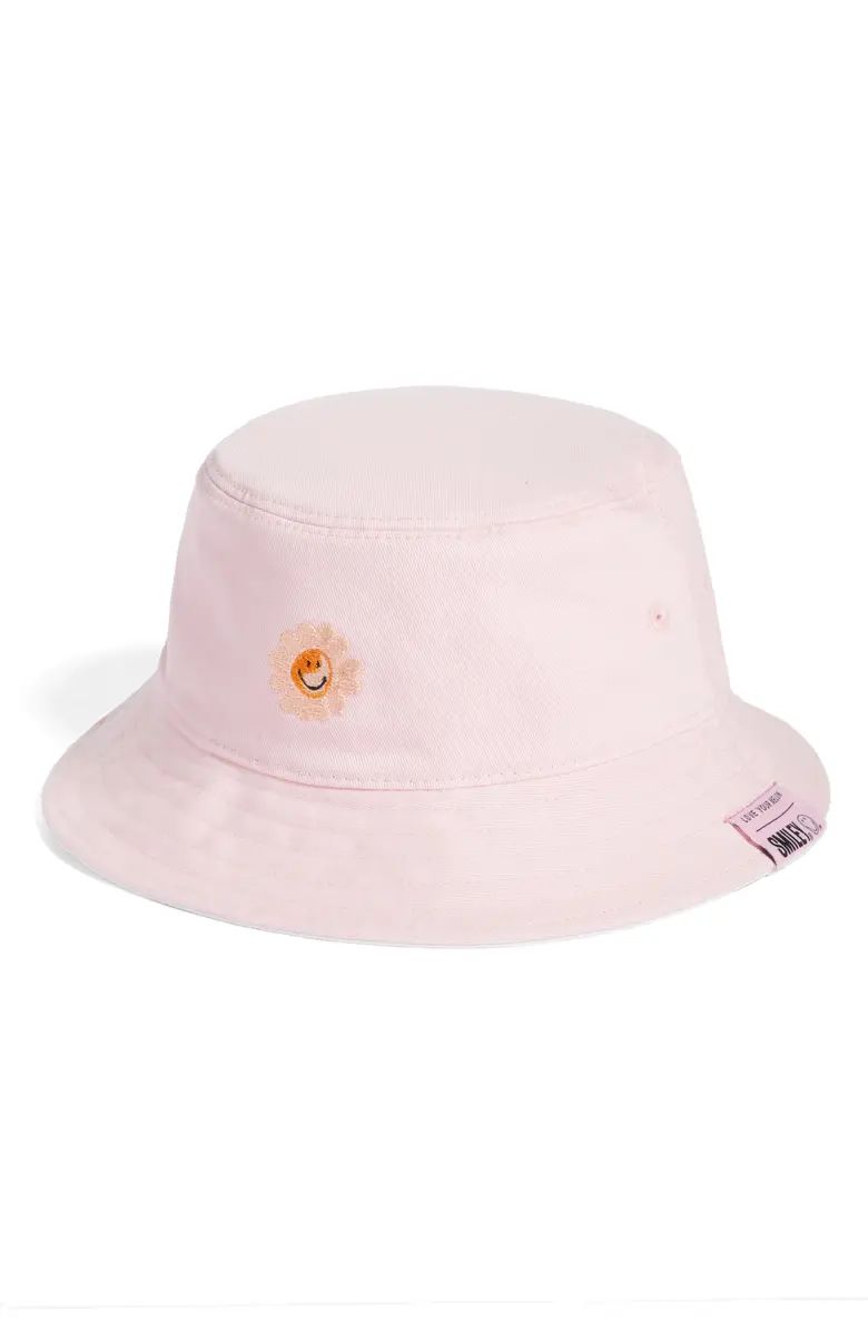 LOVE YOUR MELON Smiley® x Love Your Melon Kids' Reversible Cotton Twill Bucket Hat | Nordstrom | Nordstrom