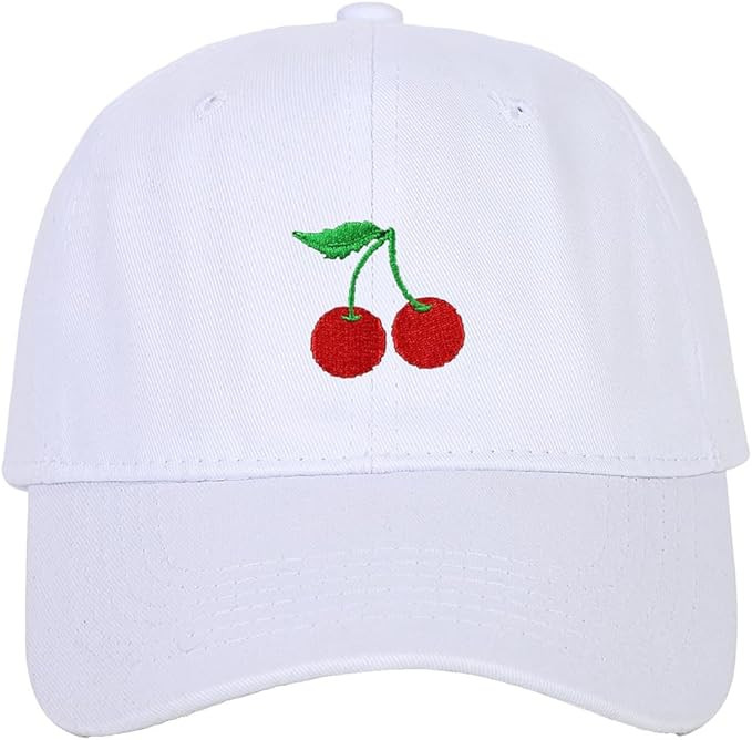 Adjustable Baseball Cap Cherry Embroidered Sun Hat for Women Men Classic Low Profile Baseball Cap... | Amazon (US)