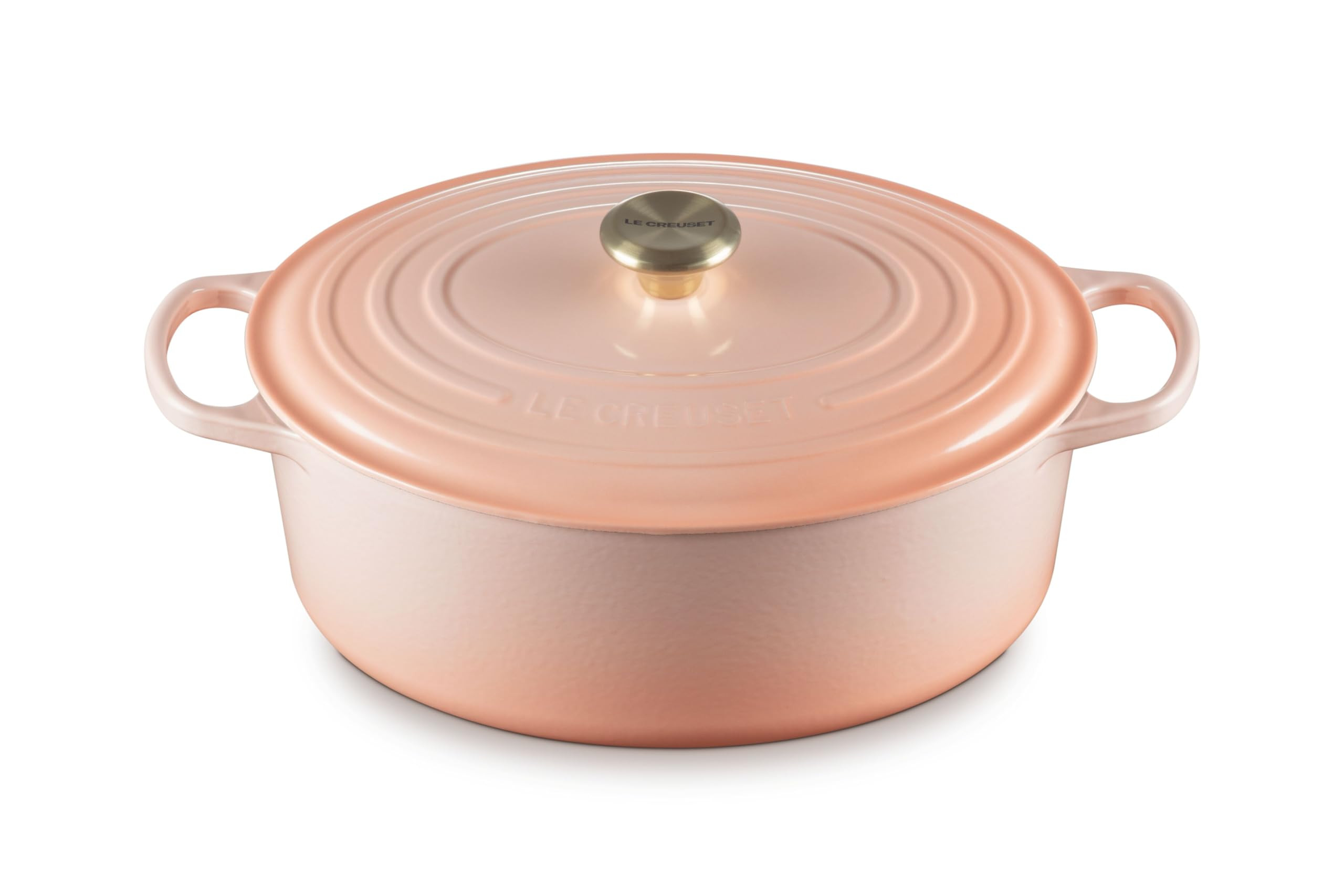Le Creuset Enameled Cast Iron Signature Oval Dutch Oven, 8 qt., Peche with Light Gold Knob | Amazon (US)