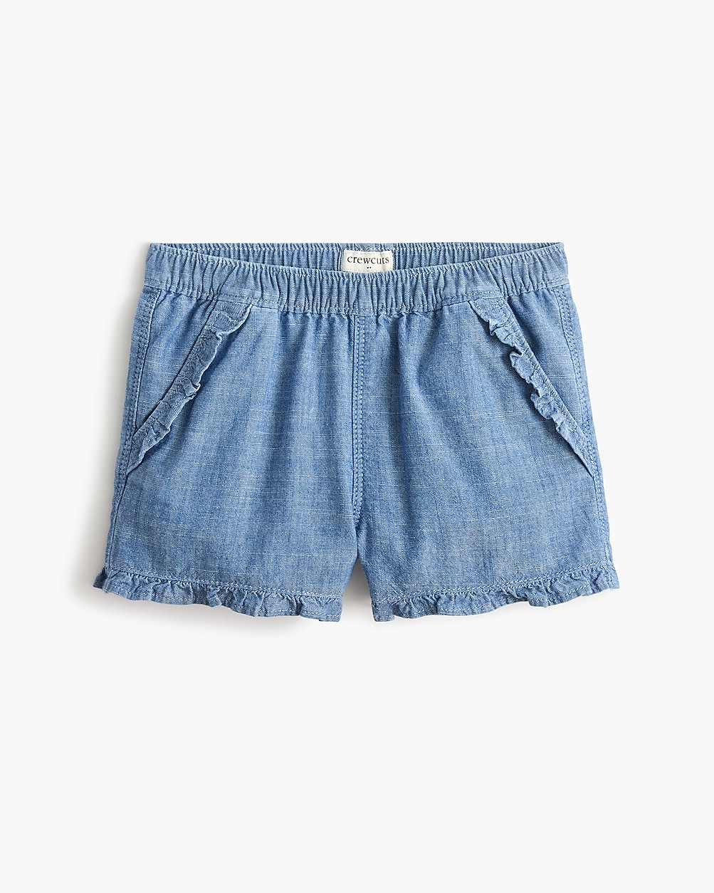 Baby &amp; toddler girls' chambray ruffle short | J.Crew Factory