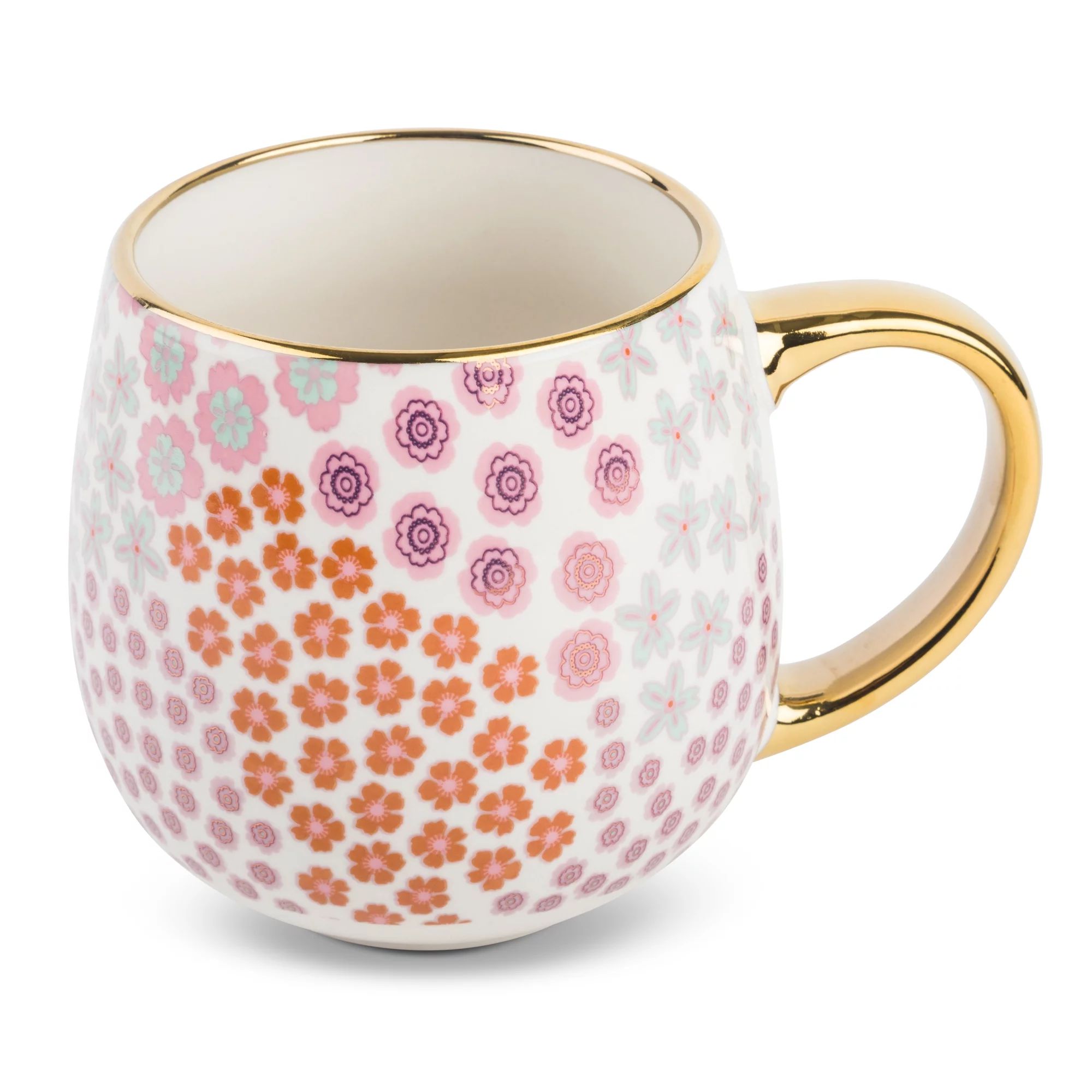 Thyme & Table Stoneware Gold Floral 16oz Coffee Mug - Walmart.com | Walmart (US)