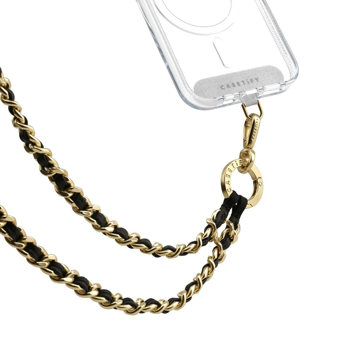Leather Chain Cross-body Strap - Black in Champagne Gold | Casetify (Global)