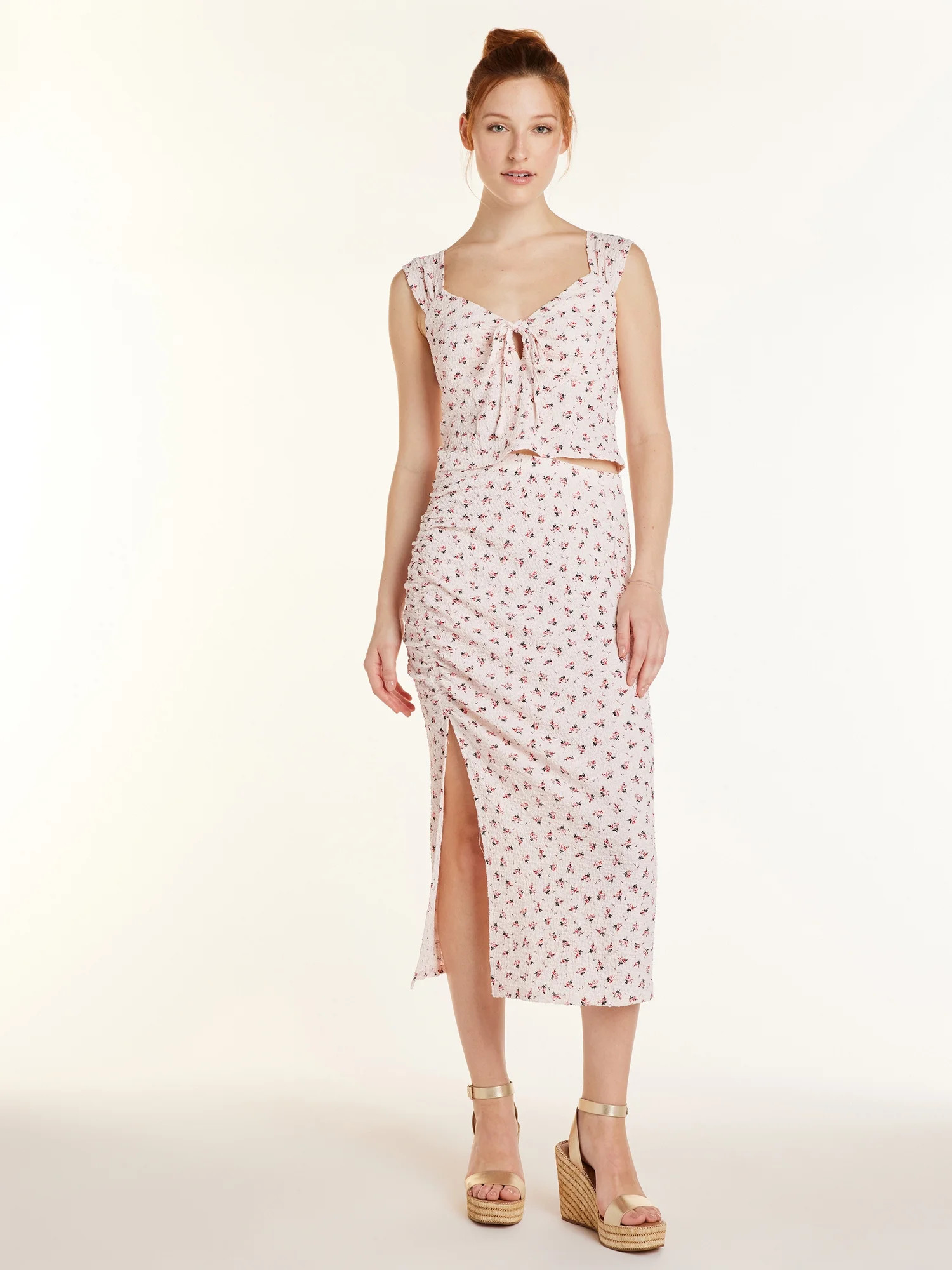 No Boundaries Juniors' Pucker Top and Skirt Set, 2 -Piece, Sizes XS-XXXL | Walmart (US)