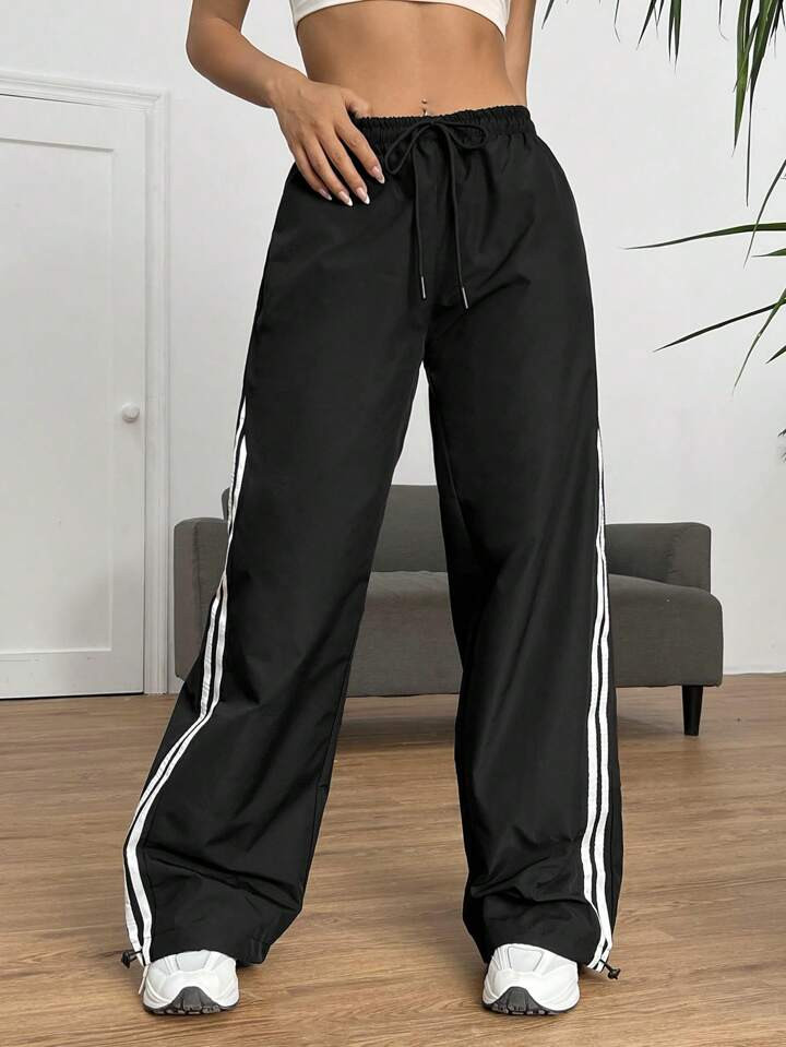 SHEIN EZwear Striped Side Drawstring Waist Pants | SHEIN