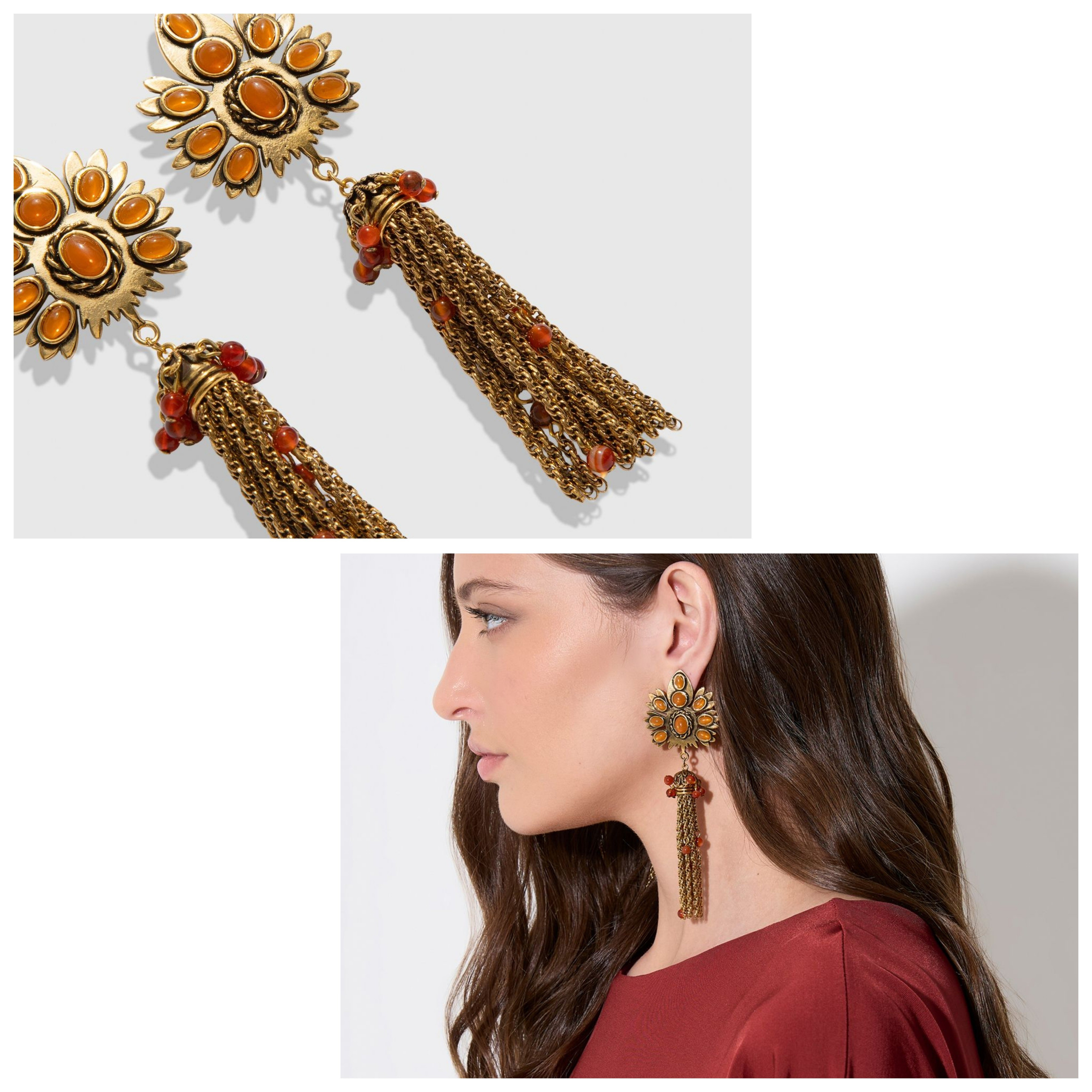 Versátil e atemporal, ele vai do dia à noite com naturalidade, arrematando produções discretas ou visuais mais marcantes com charme e identidade.O Brinco é confeccionado em metal com banho dourado, possui base em formato floral com aplicação de pedras, pendentes em franjas de correntes intercaladas com pequenas pedras, comprimento alongado e fechamento posterior por tarraxa.

#LTKdicadeestilo