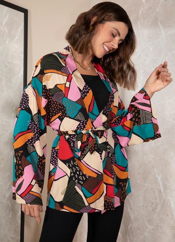 Quintess - Casaco Abstrata Colorida em Viscose Plana | Posthaus (BR)