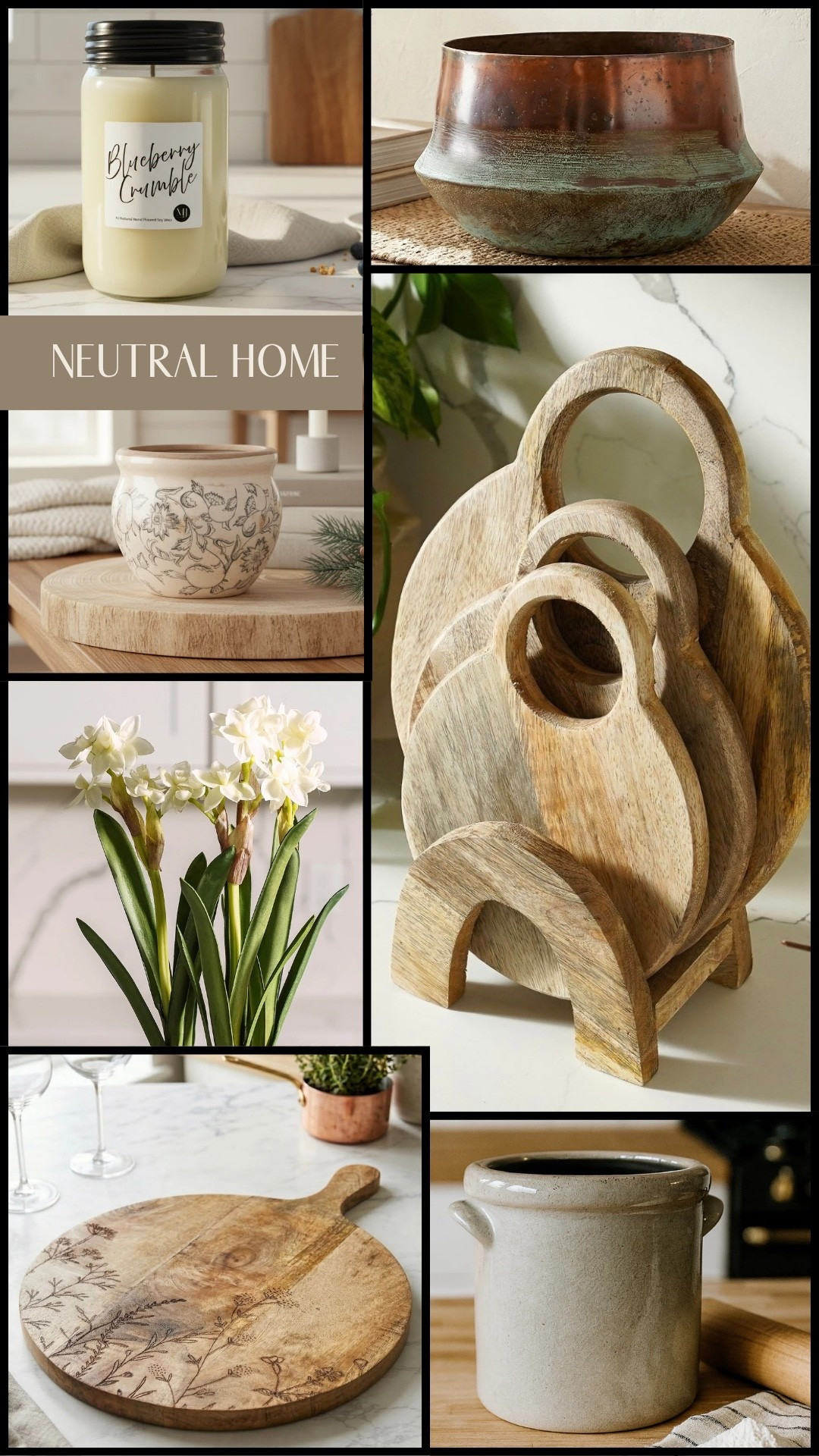 Latest neutral home finds I’m loving… oh I think I have a wood serving board problem.. look at this set with stand and the floral one 🤎🤎

Blueberry crumble candle is my favorite 
Crocks & pots, oh my 🤎

#LTKSaleAlert #LTKHome