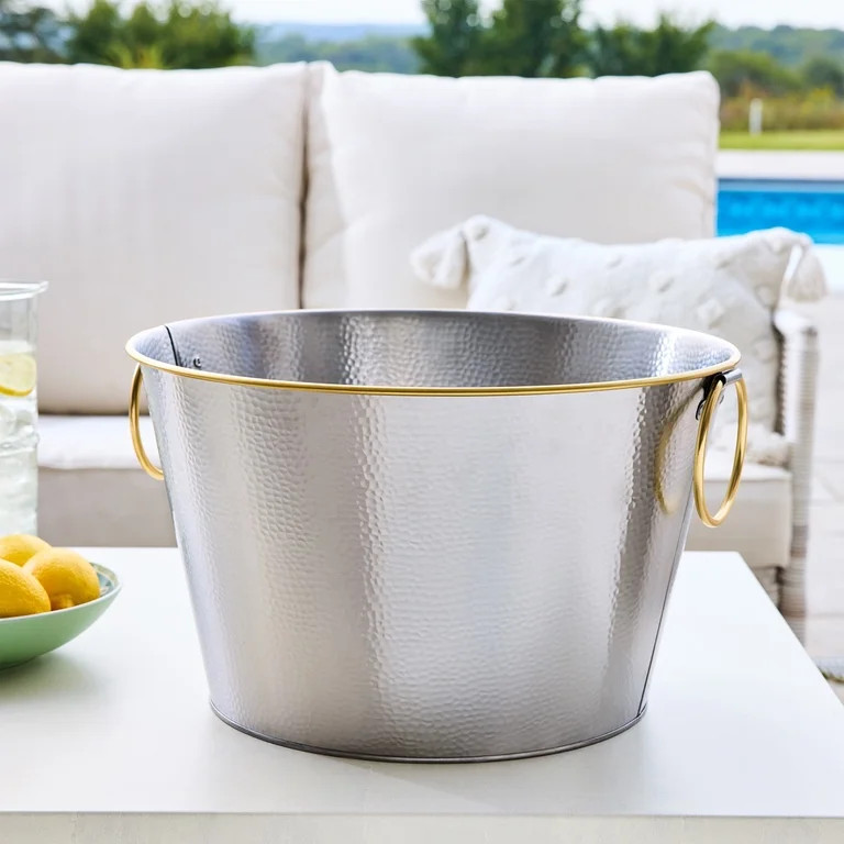 Better Homes & Gardens Stainless Steel Hammered Round Tub, 15 in | Walmart (US)