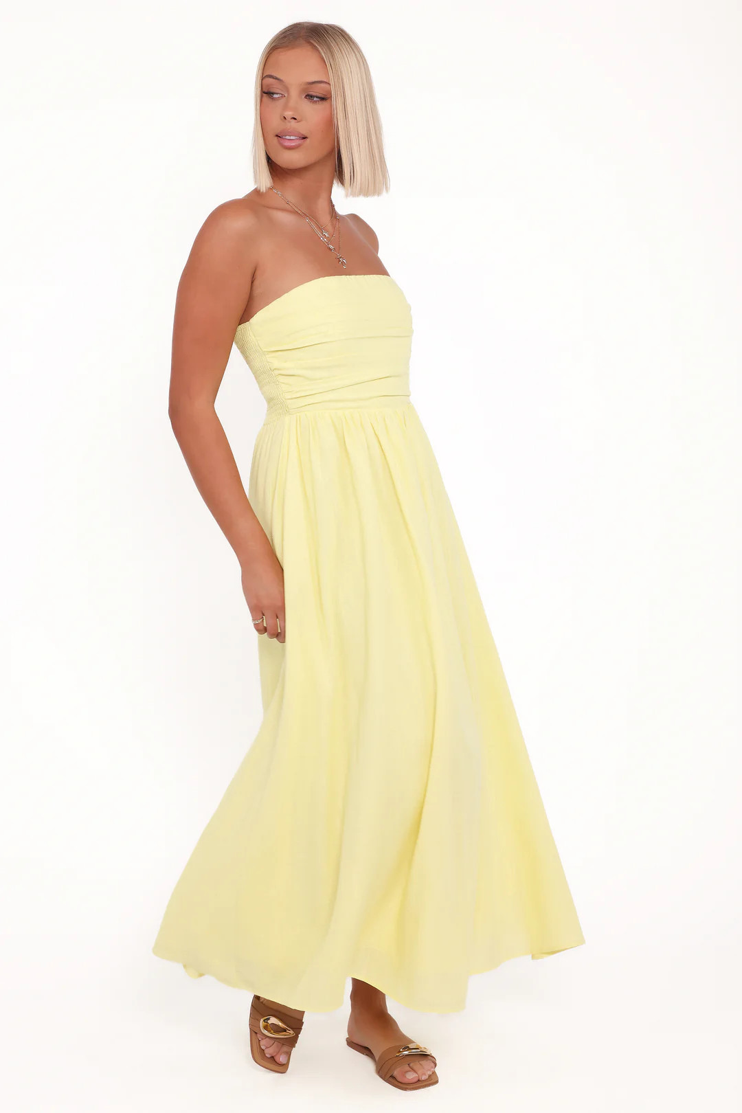 Kayt Strapless Dress - Butter Yellow | Petal & Pup (US)