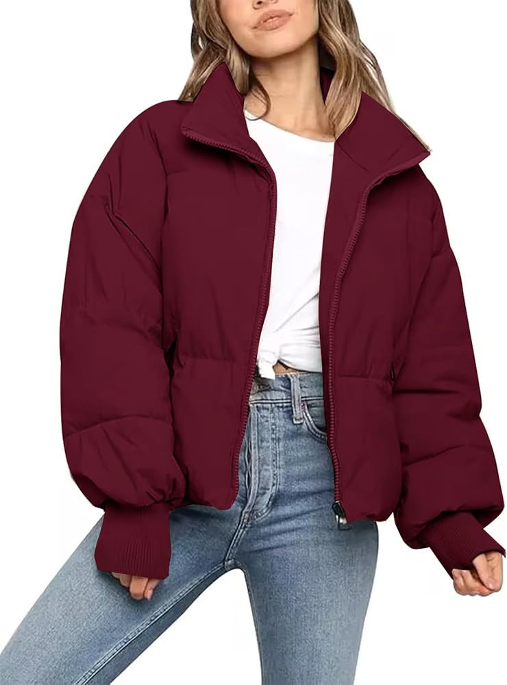 Flygo Winter Cropped Puffer Jacket Coats for Women 2025 Short Warm Quilted Jackets Outerwear with... | Amazon (US)