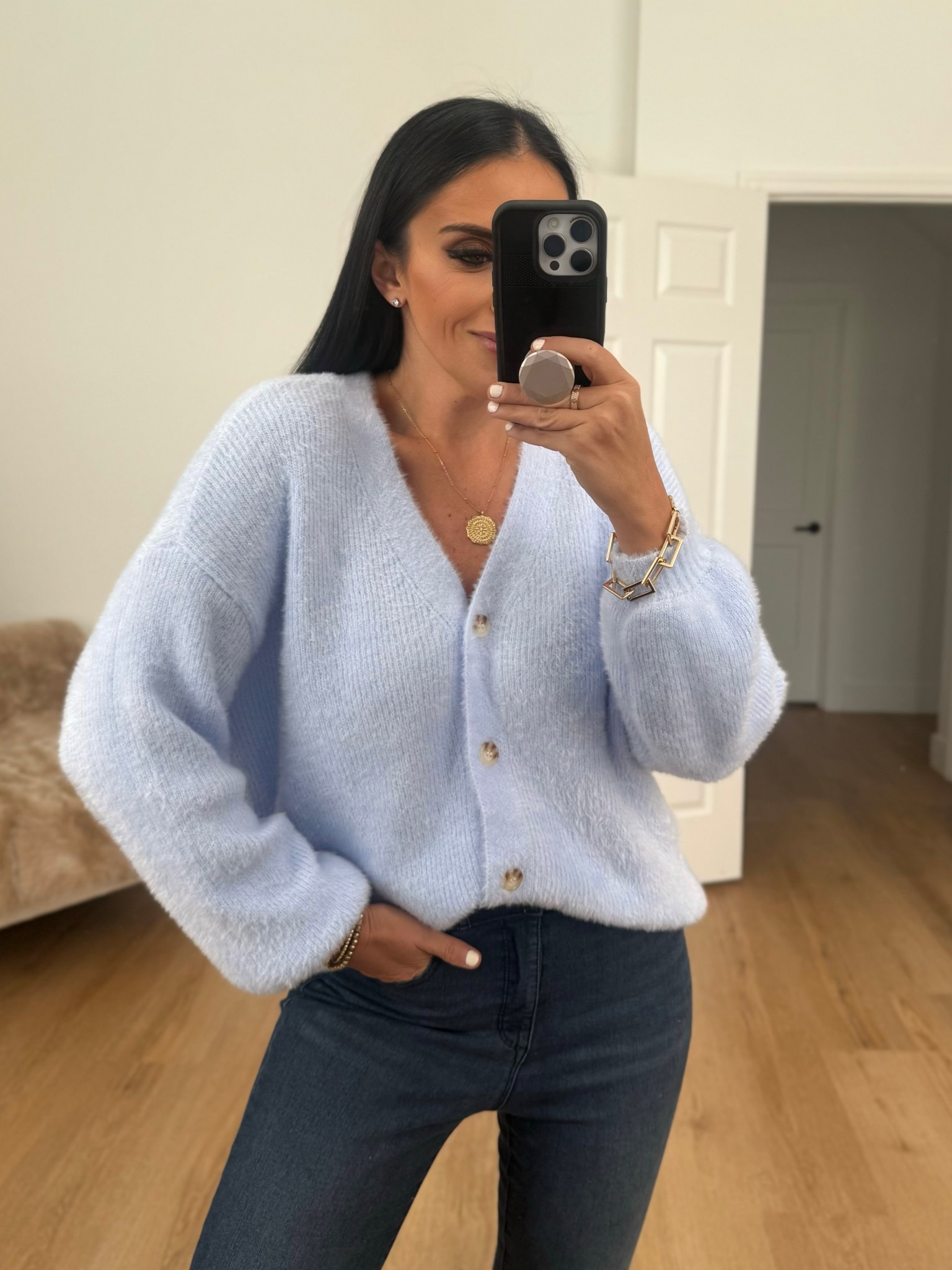 No Boundaries Fashion Button Front Cardigan wearing size small only $19