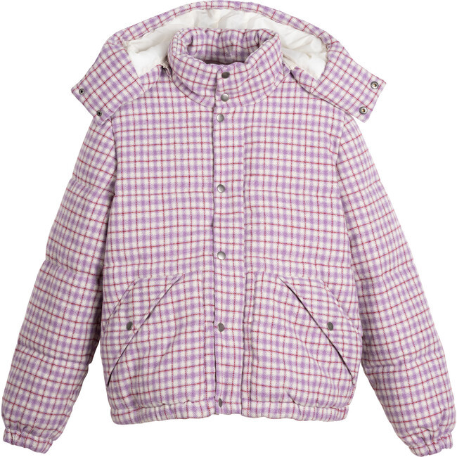 Women's Kristen Puffer Jacket, Violet Check | Maisonette