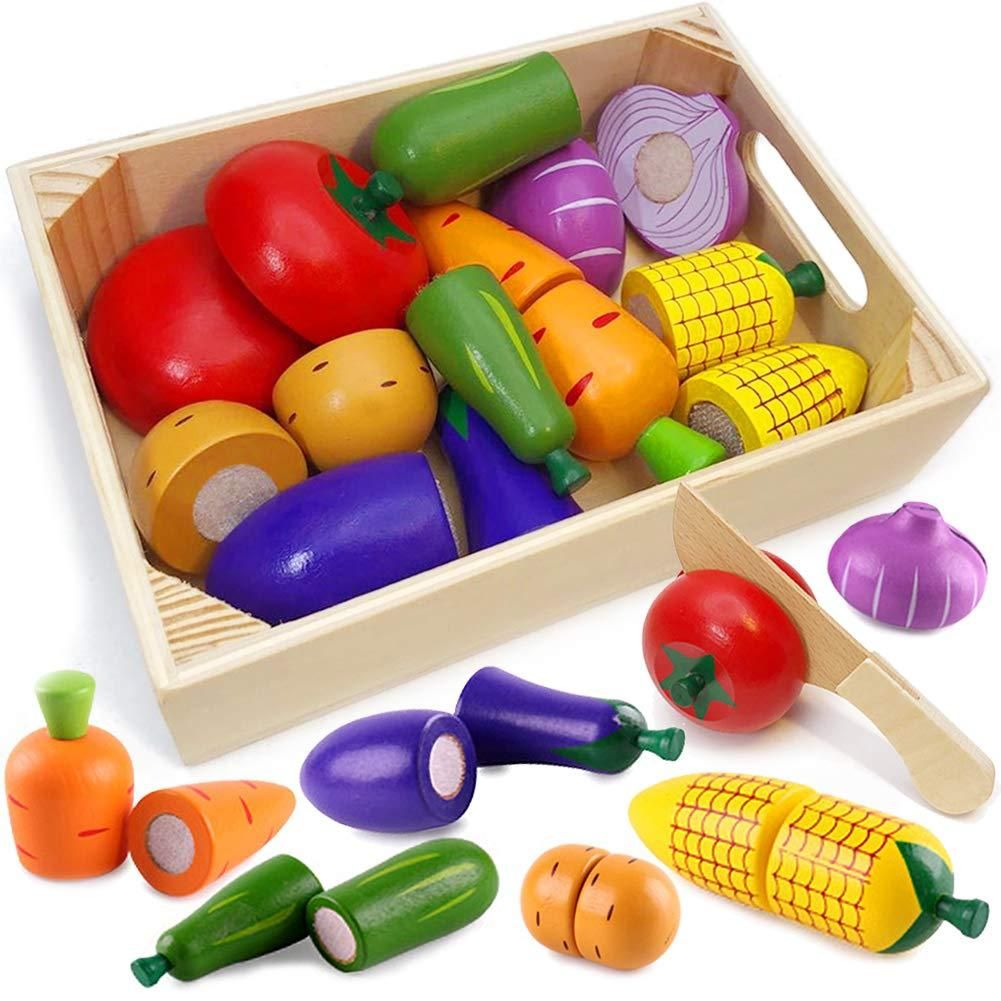 Wooden Play Food for Kids Kitchen toys for toddlers Cutting Pretend Toy Food wooden Fruits Vegeta... | Walmart (US)