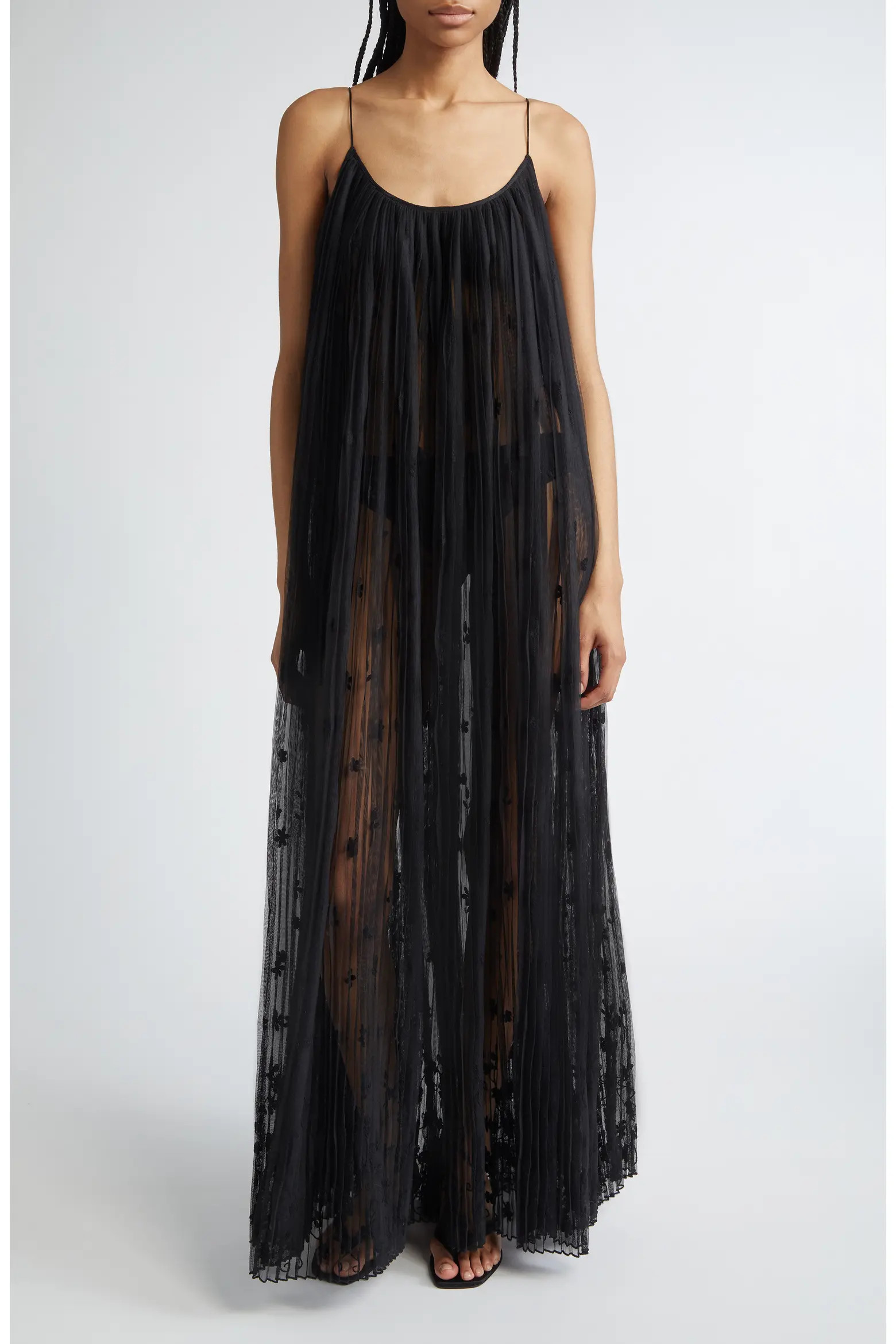Floral Plissé Tulle Maxi Dress (Women) | Nordstrom | Nordstrom