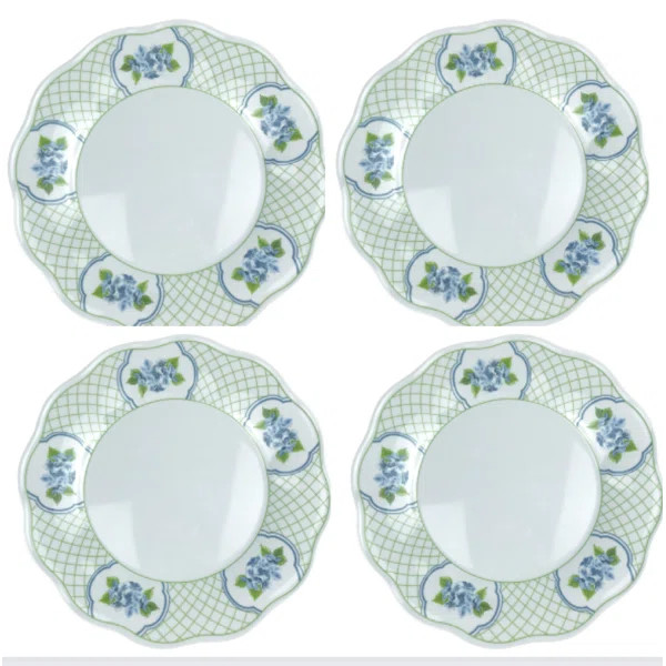 BEAUTIFUL SET OF HYDRANGEA GARDEN DINNER PLATES (GREEN) (Set of 4) | Wayfair North America