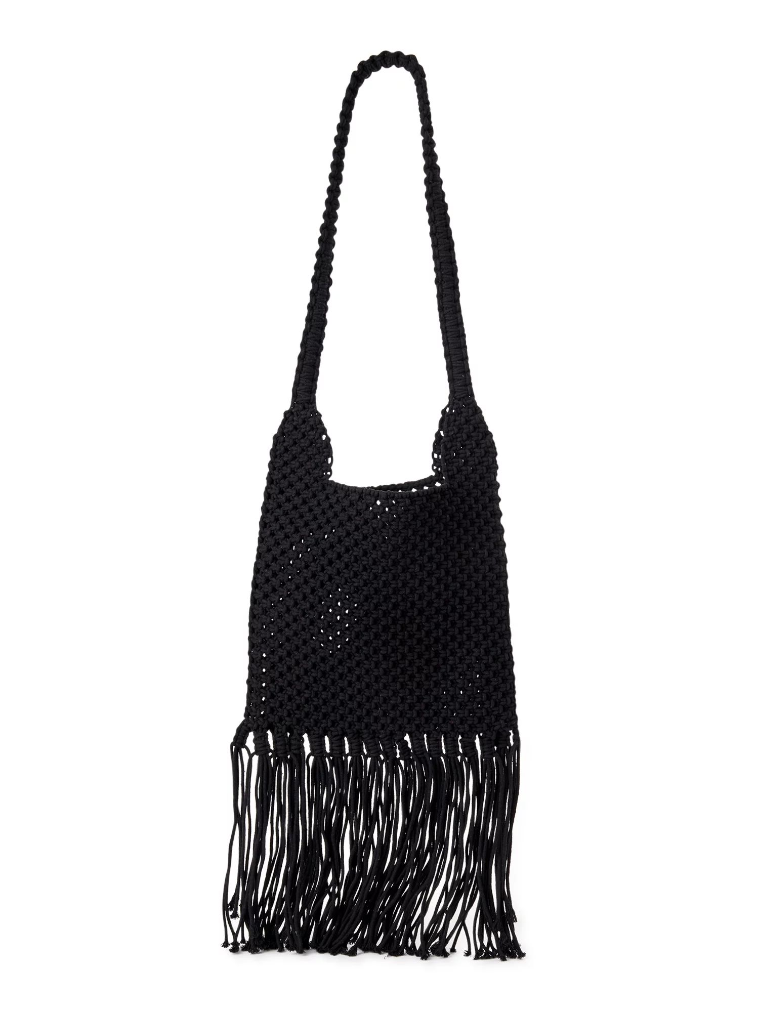 Time and Tru Crochet Tote with Fringe Detailing | Walmart (US)