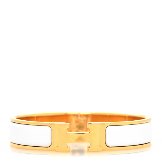 HERMES Enamel Narrow Clic Clac H Bracelet PM White | FASHIONPHILE (US)
