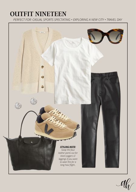 Faux leather pants, travel outfit, Cardigan, longchamp tote 


#LTKunder100 #LTKSeasonal
