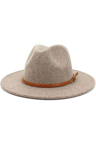 Men & Women Vintage Wide Brim Fedora Hat with Belt Buckle | Amazon (US)
