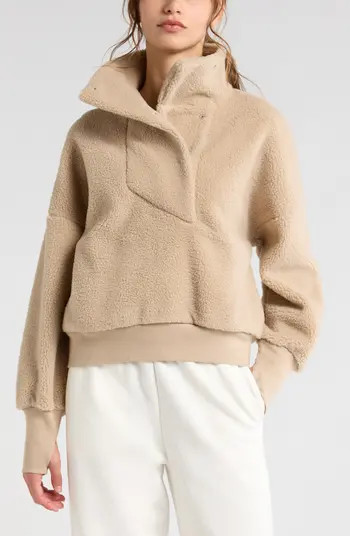 Faux Shearling Funnel Neck Pullover | Nordstrom