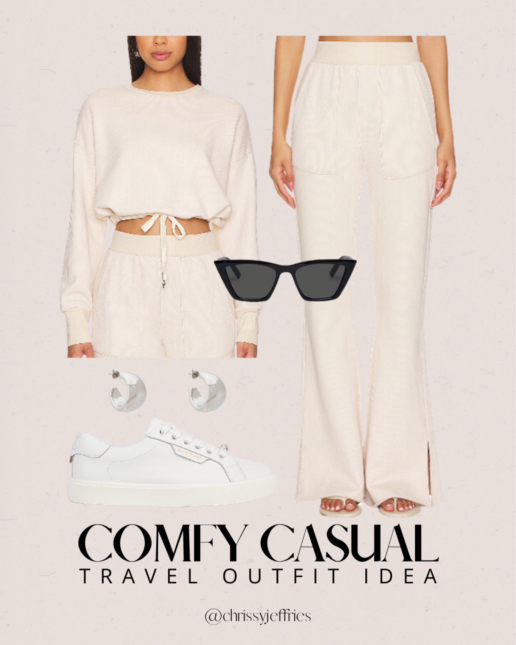 Travel in comfort and style with this chic and casual outfit idea! Featuring a cozy knit set in a soft neutral tone, paired with trendy white sneakers and sleek sunglasses, this look is perfect for long journeys or weekend getaways. Add a touch of elegance with minimalistic hoop earrings to complete the ensemble. Stay stylish and comfortable on the go with this effortless travel outfit. 

#TravelFashion #ComfyChic #CasualStyle #TravelOutfit #FashionInspo

#LTKsummer #LTKtravel