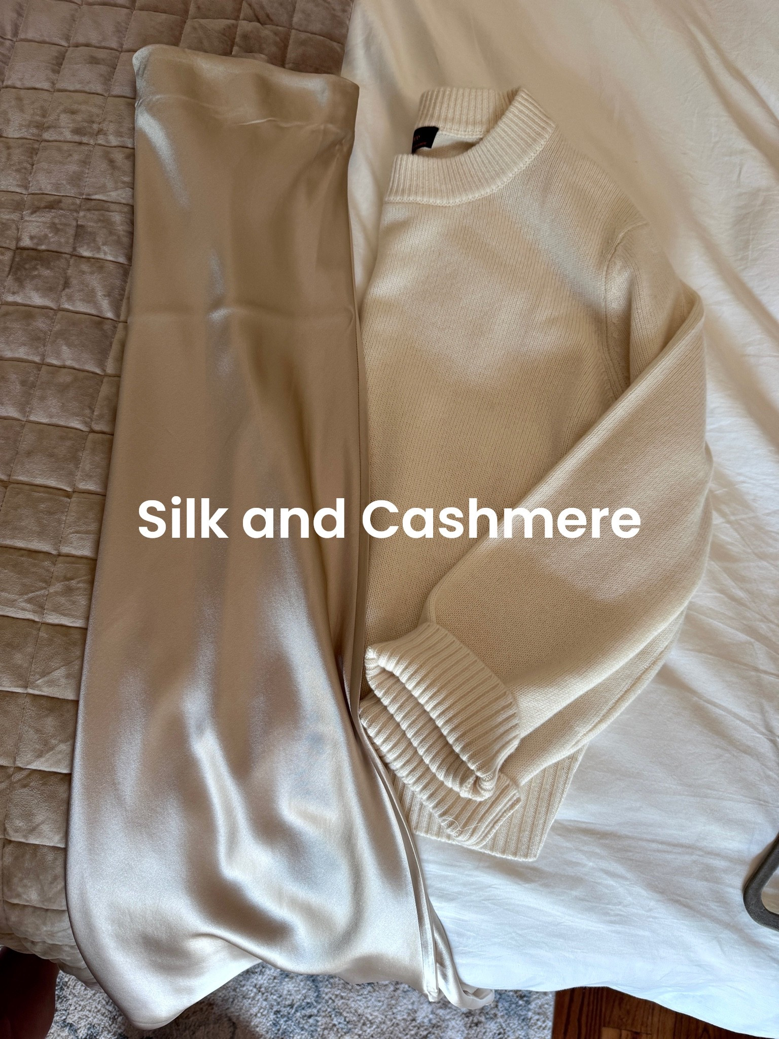 The perfect combo! This silk skirt and cashmere sweater are two of my favorite year round capsule wardrobe pieces from @Quince #quincepartner
