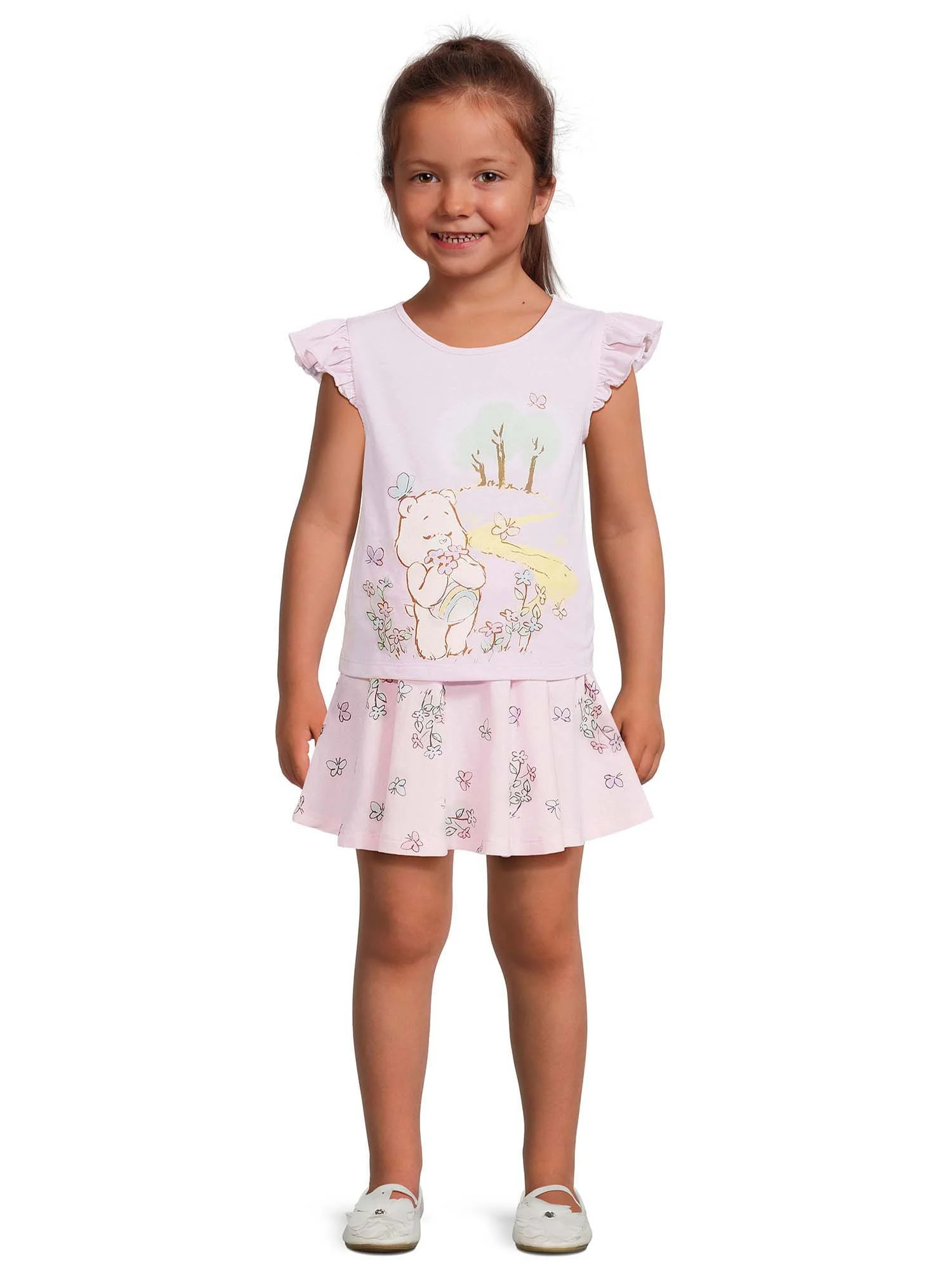 Care Bears Toddler Girls Care Flower Graphic Tee and Skirt, 2-Piece Set, Size 12M-5T | Walmart (US)