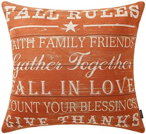 TRENDIN Decorative Throw Pillow Cover 18x18 inch Wooden Plank Orange Fall Rules Cushion Case Squa... | Amazon (US)
