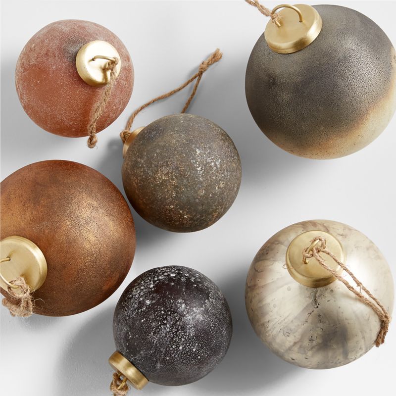Rizzo Textured Ball Christmas Tree Ornaments by Leanne Ford, Set of 6 + Reviews | Crate and Barre... | Crate & Barrel