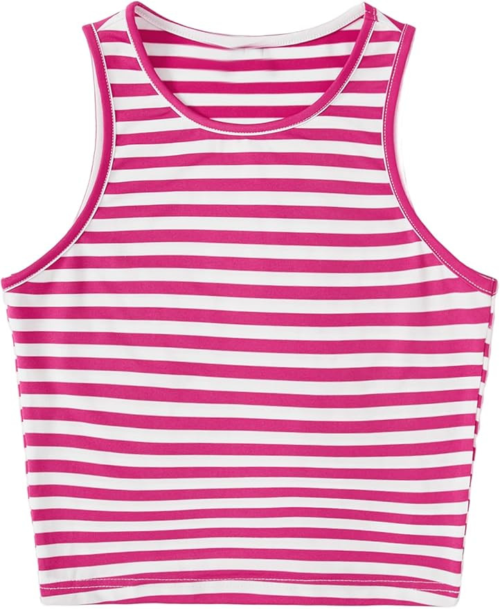 Milumia Women Striped Crop Tank Tops Sleeveless Skinny Tee Shirts | Amazon (US)