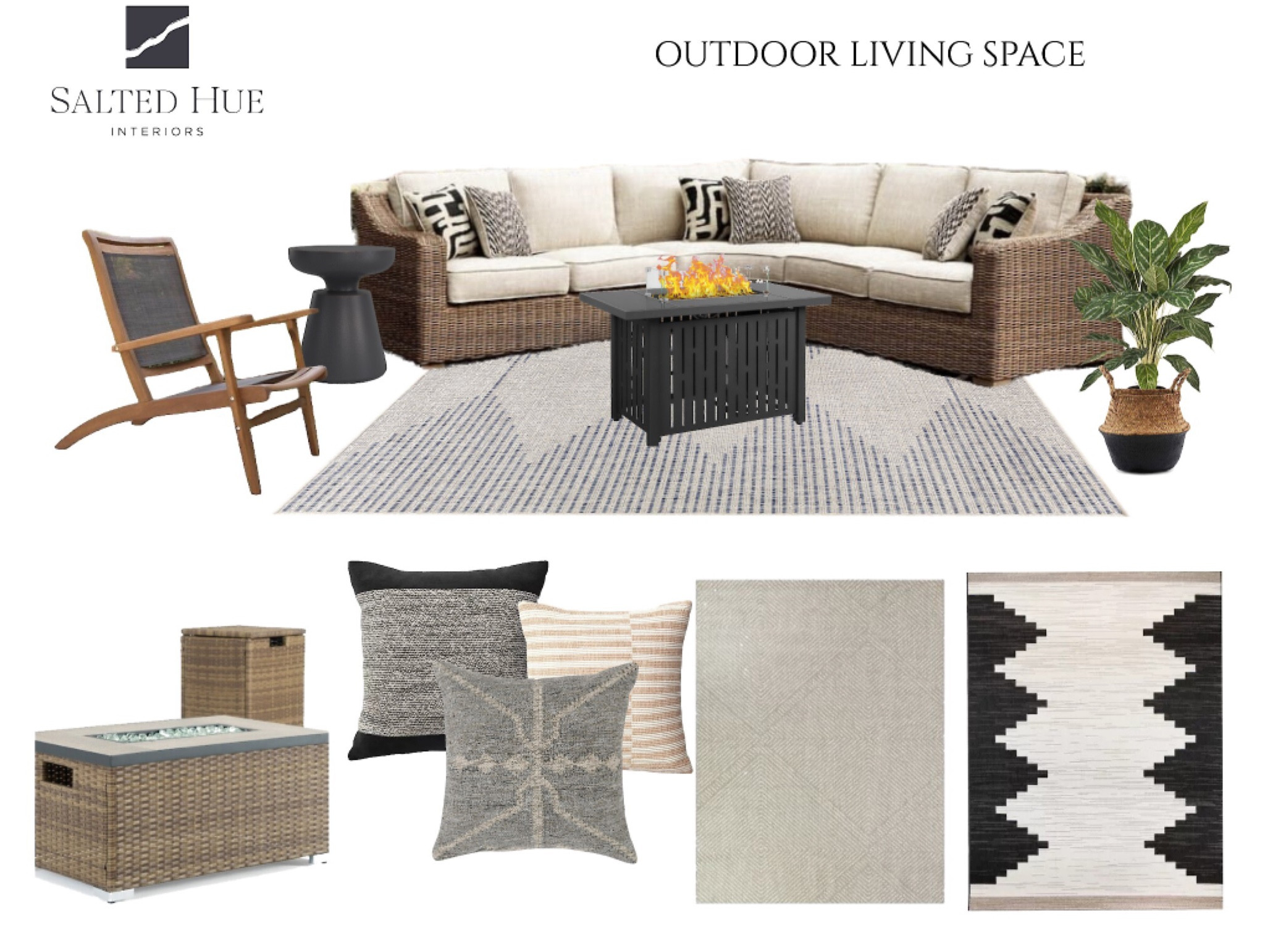 outdoor furniture, patio furniture, outdoor rug, outdoor fireplace, bonfire, outdoor chair, outdoor couch, plants, side table

#LTKhome #LTKstyletip