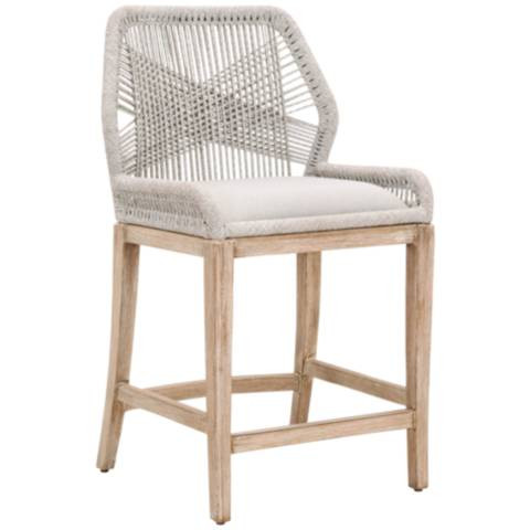 Loom 26" Taupe White Rope and Natural Gray Counter Stool | Lamps Plus